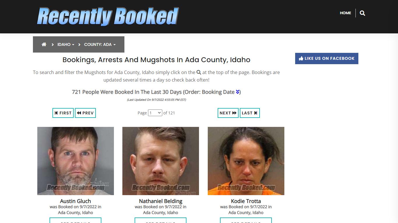 Recent bookings, Arrests, Mugshots in Ada County, Idaho - Recently Booked